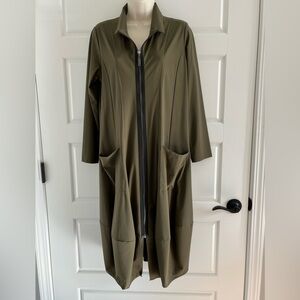 Debra Zipper Midi Dress Duster Longline Tulip Coccoon Hemline by Jason USA Sz S